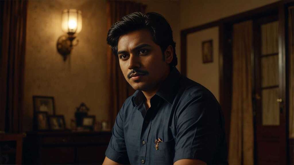 Aniruddh’s home living room at night, Shashidhar in a raised voice, Aniruddh looking upset.